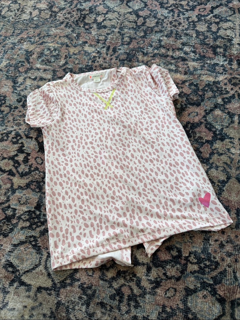 Crewcuts Pink Printed Short-Sleeve Tee with Heart Accent